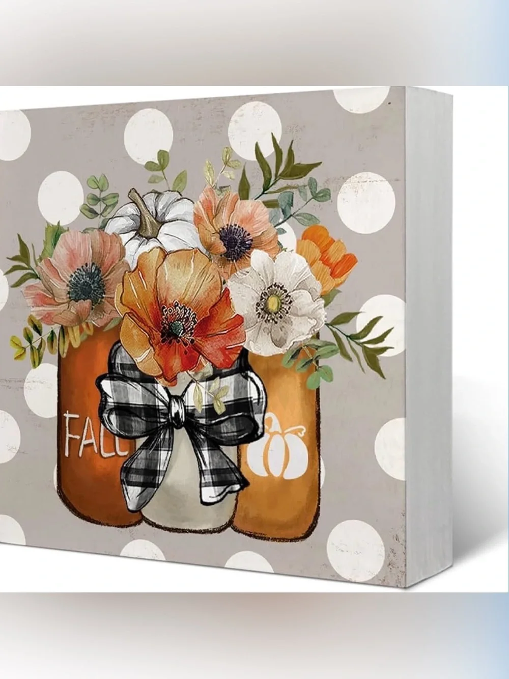 4 Pc Fall Pumpkin Floral Wood Box Sign Bundle Farmhouse Thanksgiving Decor